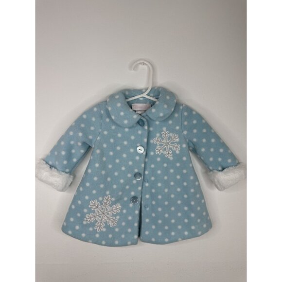 Bonnie Jean Baby Girl Fleece Snow Flake Button Up Jacket - 3-6 months - Picture 1 of 6
